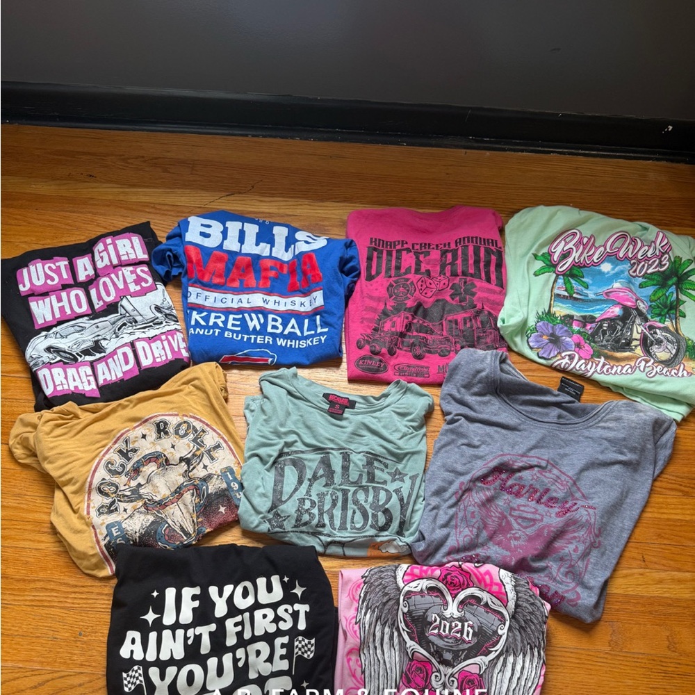 Assorted Girls Graphic Tee - Pink, Blue, Green, Yellow, Gray, Black